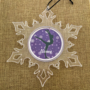 personalized gymnastics dance acrylic snowflake ornament in purple