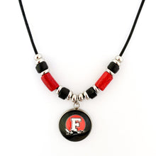 custom  Bomber leather cord necklace with black and red greek ceramic tube beads