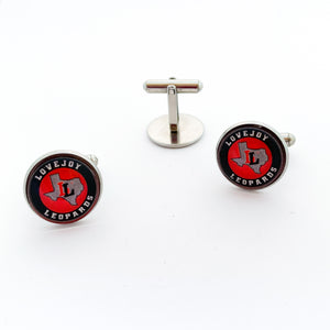 custom stainless steel Lovejoy leopards cuff links