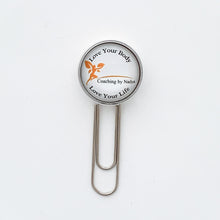 custom paper clip book mark with Coaching by Nadya logo