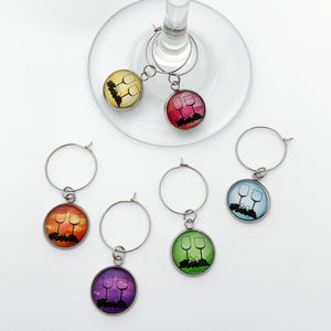 custom stainless steel wine charms with watercolor background