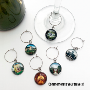 custom stainless steel wine charms Napa Valley vacation