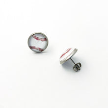 hand made 14mm stainless steel baseball stud earrings 