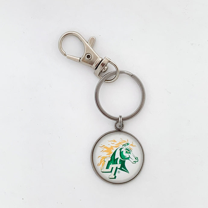 custom stainless steel lebanon trail high school keychain with swivel clip