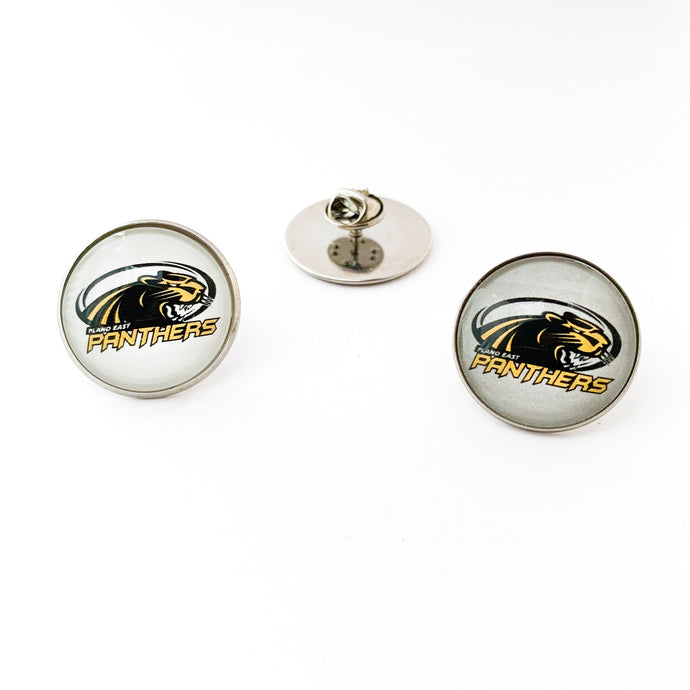 custom stainless steel Plano East panthers brooch and lapel pins