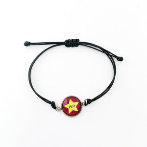 custom PEO International black adjustable cord friendship bracelet