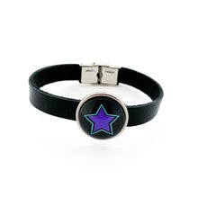 custom Galaxy Cheer leather cuff bracelet with stainless steel slide charm