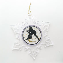 personalized acrylic snowflake Christmas ornament with softball player silhouette