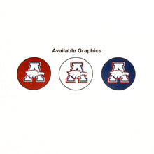 various Allen Eagles high school logos in red, white and navy blue