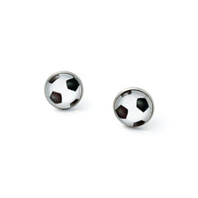 14mm stainless steel soccer statement stud earrings