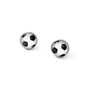 14mm stainless steel soccer statement stud earrings