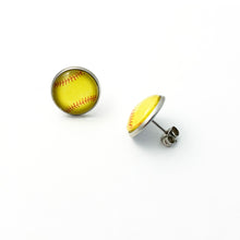 14mm stainless steel softball stud statement earrings