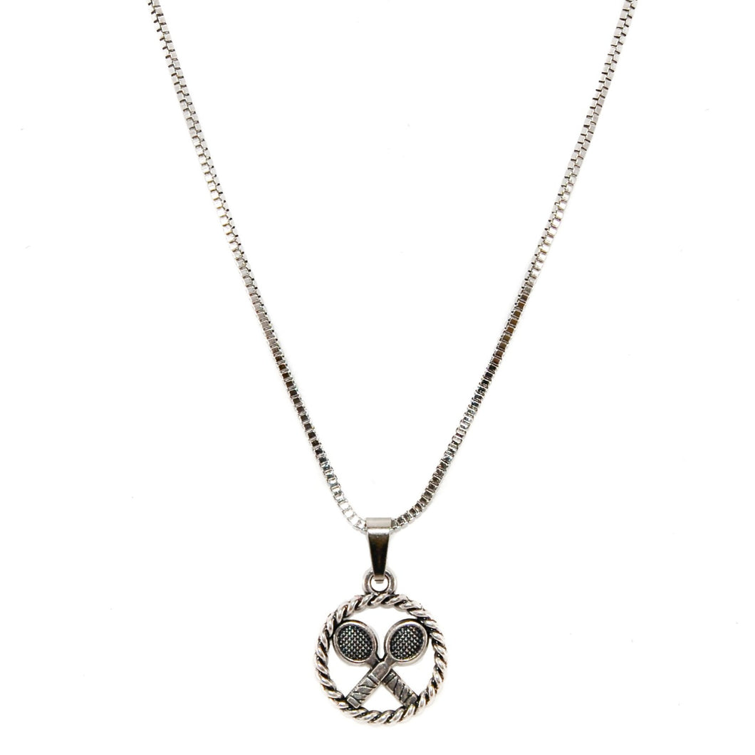 silver tennis necklace with stainless steel box chain