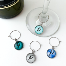 custom personalized stainless steel wine charms with initial